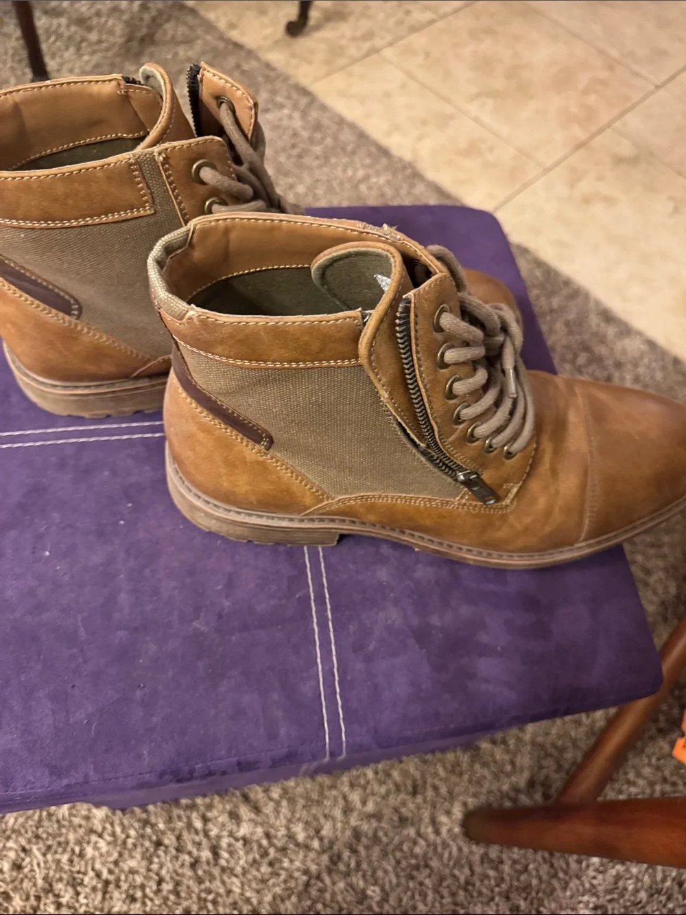 Men's Sonoma Tan Leather Lace-Up Boots 10.5 M size